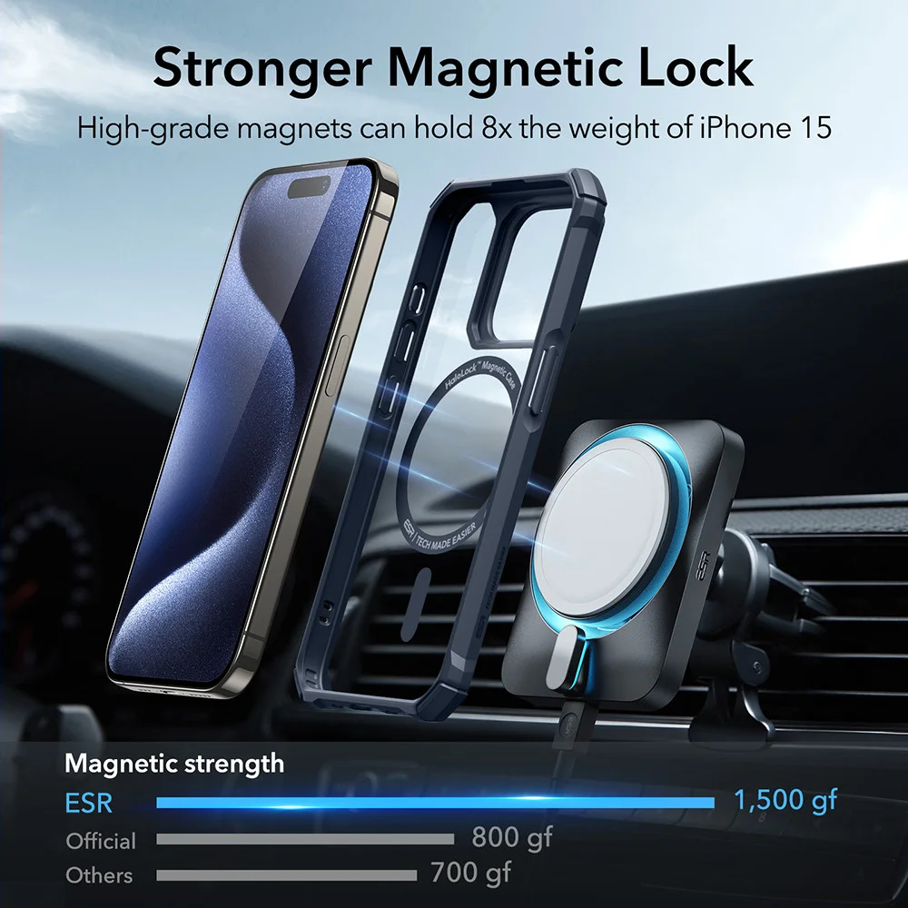 ESR Air Armor HaloLock iPhone 15 Pro Max Hoesje MagSafe Blauw afbeelding 6