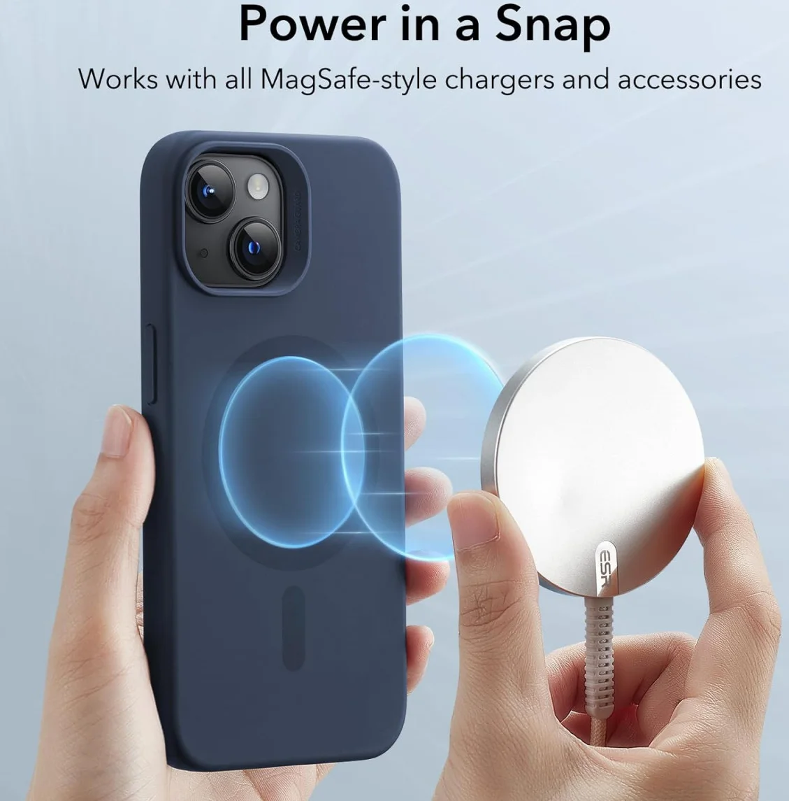 ESR Cloud Soft HaloLock Apple iPhone 15 Plus Hoesje MagSafe Blauw afbeelding 2