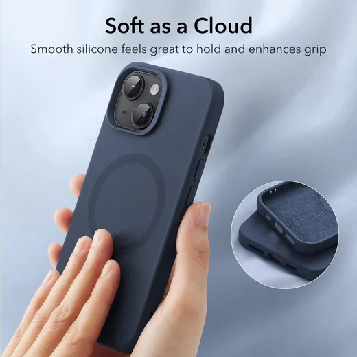 ESR Cloud Soft HaloLock Apple iPhone 15 Plus Hoesje MagSafe Blauw afbeelding 4