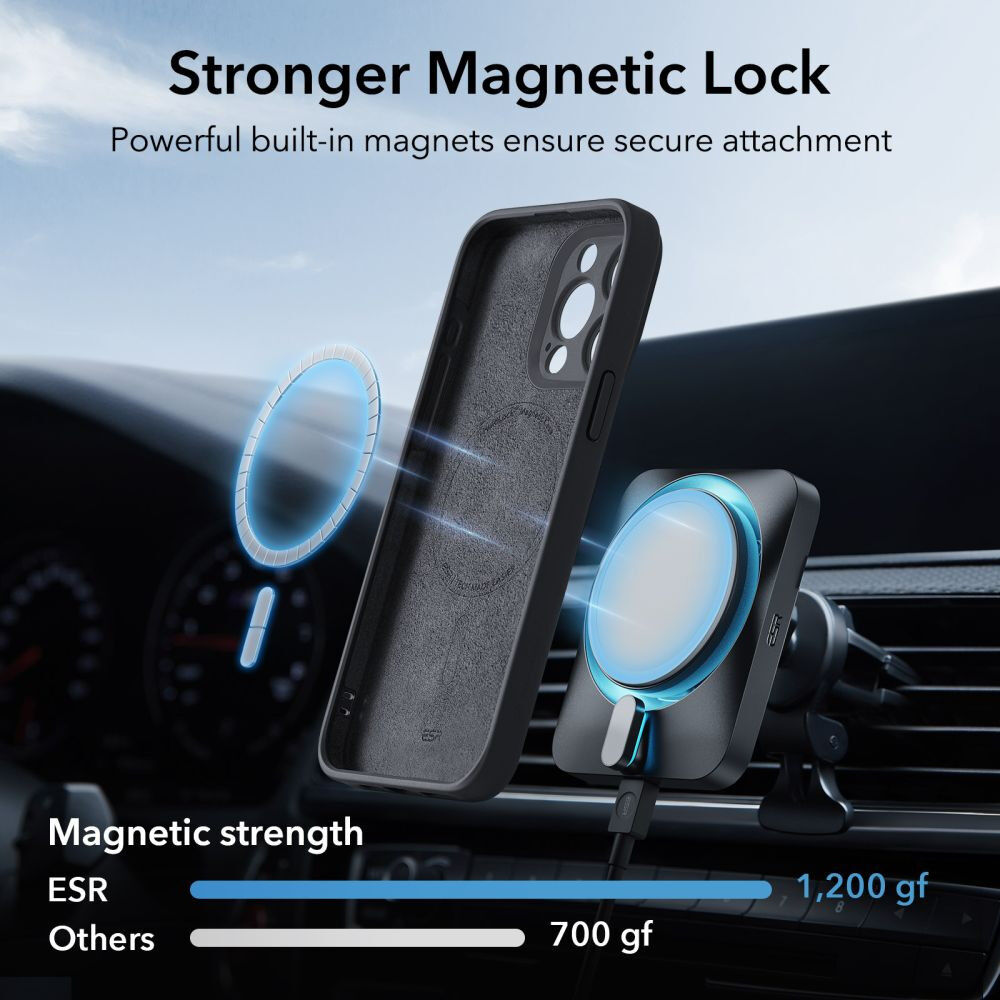ESR Cloud Soft HaloLock Apple iPhone 15 Pro Hoesje MagSafe Zwart afbeelding 5