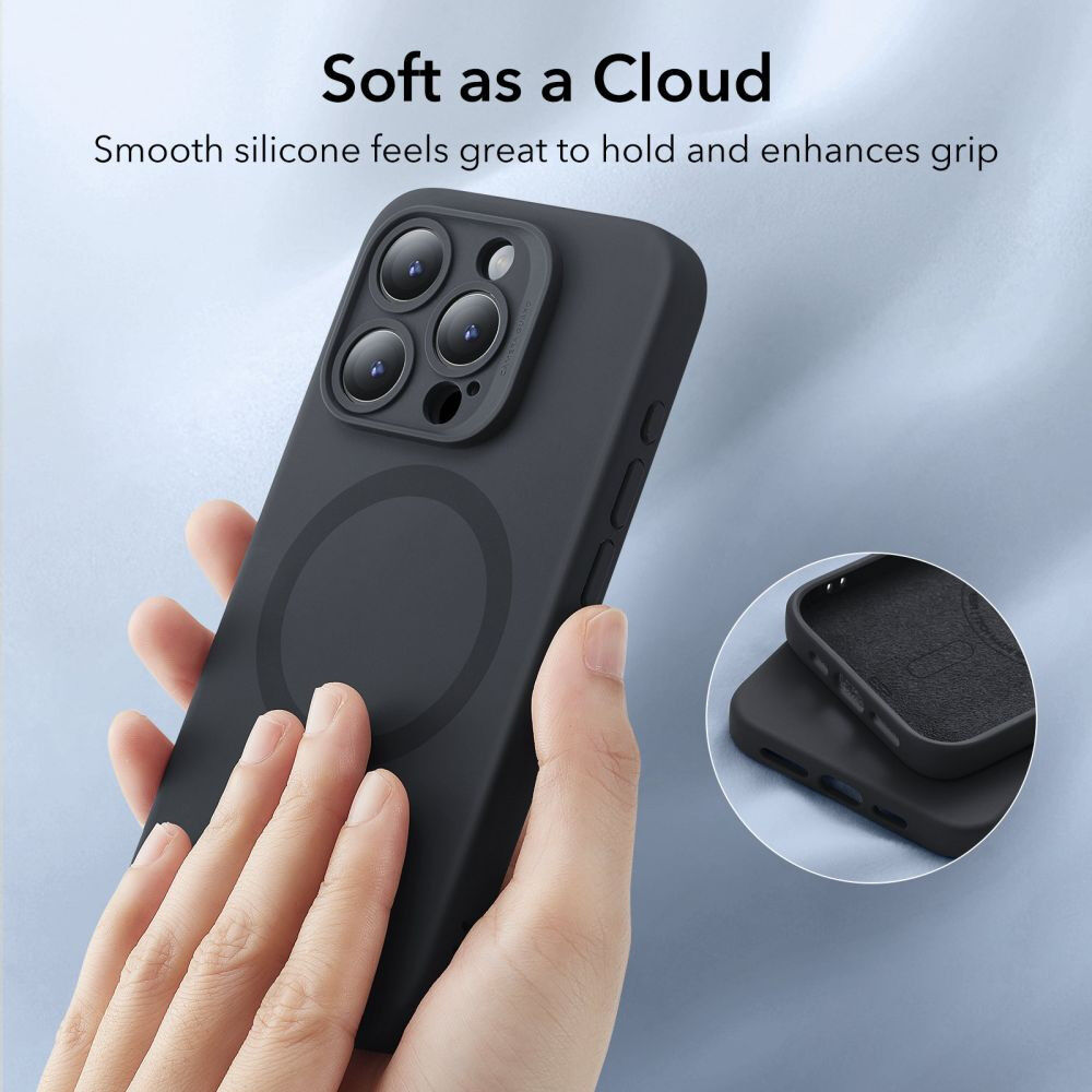 ESR Cloud Soft HaloLock Apple iPhone 15 Pro Hoesje MagSafe Zwart afbeelding 7