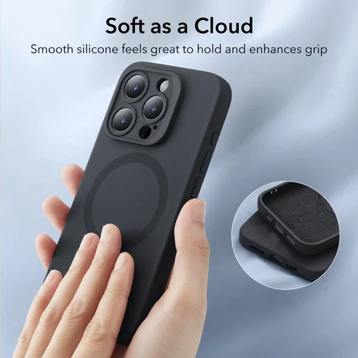 ESR Cloud Soft HaloLock Apple iPhone 15 Pro Hoesje MagSafe Zwart afbeelding 7