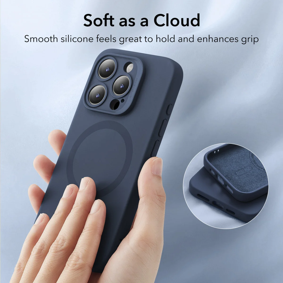 ESR Cloud Soft HaloLock Apple iPhone 15 Pro Max Hoesje MagSafe Blauw afbeelding 4