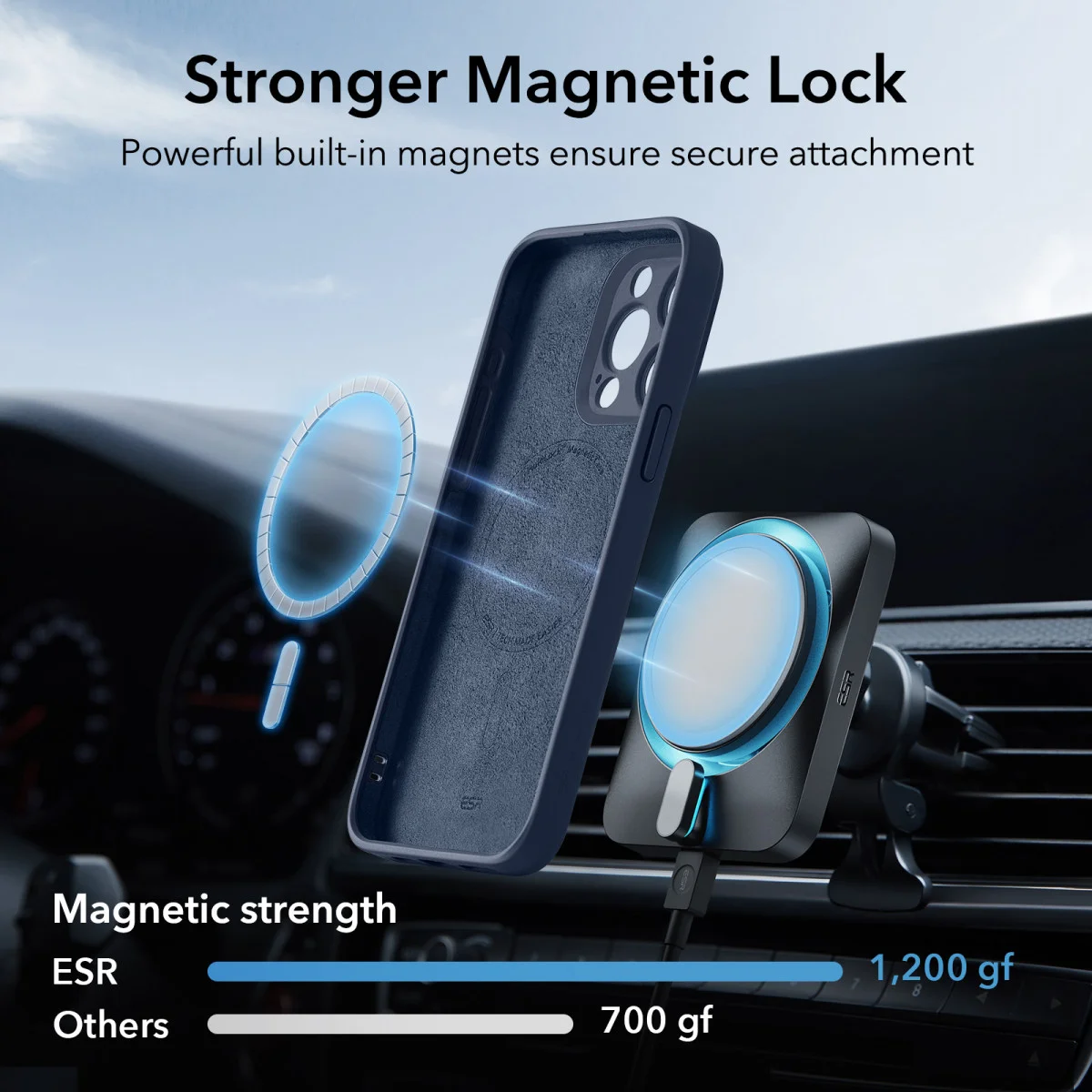 ESR Cloud Soft HaloLock Apple iPhone 15 Pro Max Hoesje MagSafe Blauw afbeelding 5