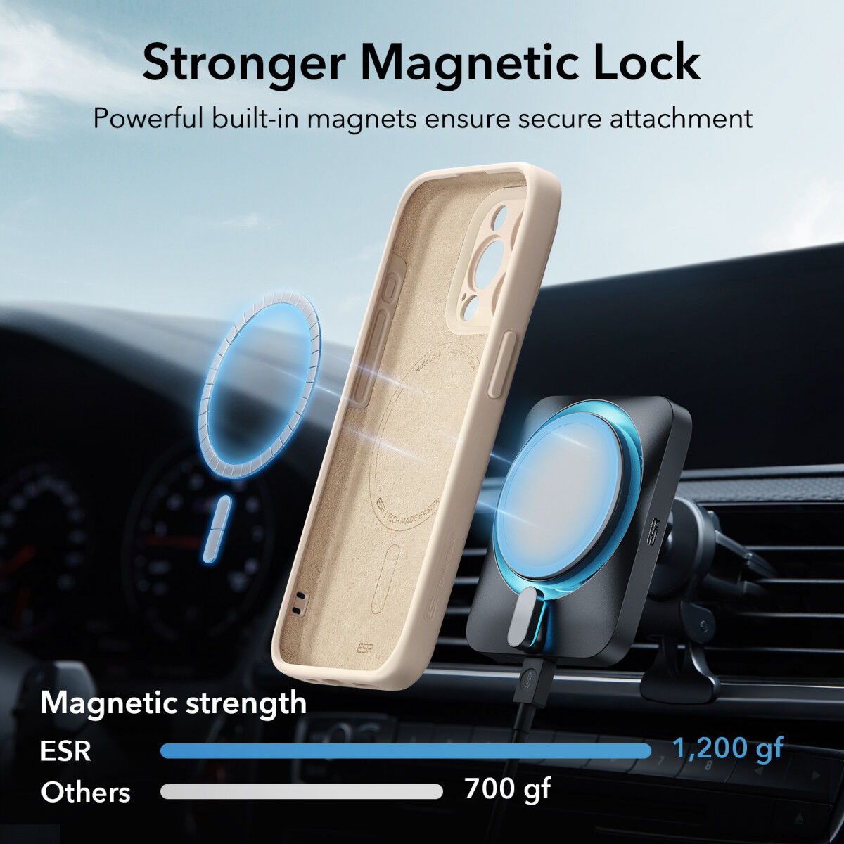 ESR Cloud Soft HaloLock Apple iPhone 15 Pro Max Hoesje MagSafe Beige afbeelding 5