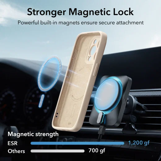 ESR Cloud Soft HaloLock Apple iPhone 15 Pro Max Hoesje MagSafe Beige afbeelding 5