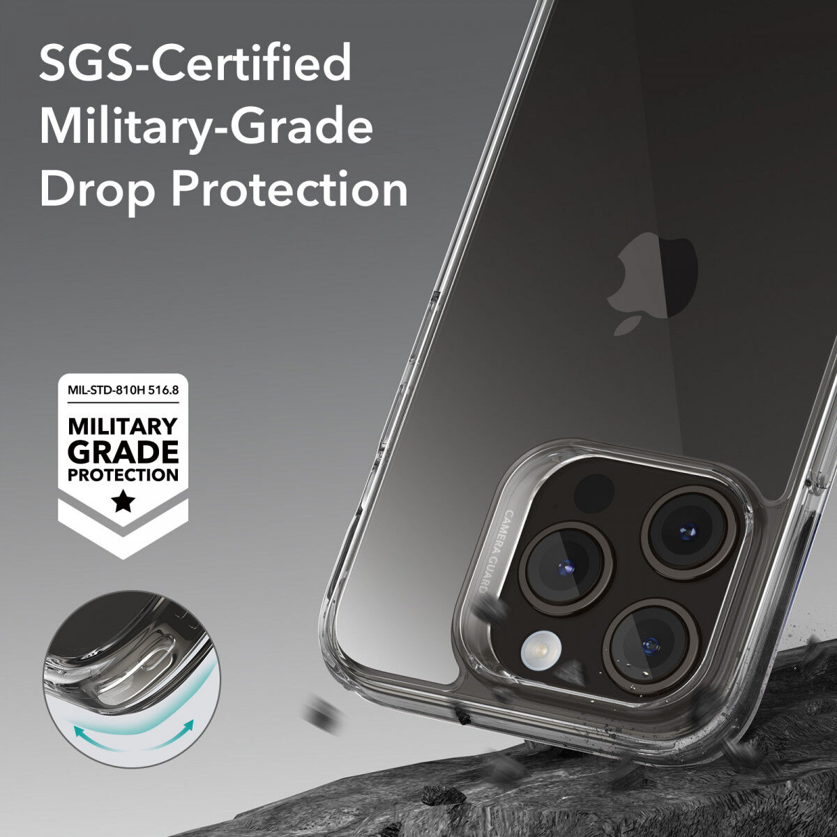 ESR Ice Shield iPhone 15 Pro Max Hoesje Tempered Glass Transparant afbeelding 3