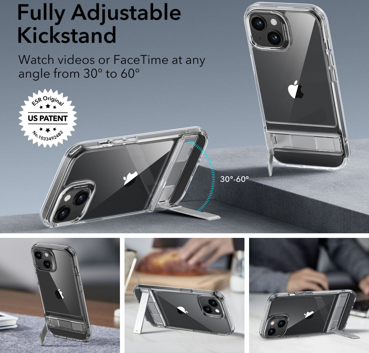 ESR Air Shield Boost Apple iPhone 15 Plus Hoesje Kickstand Transparant afbeelding 3