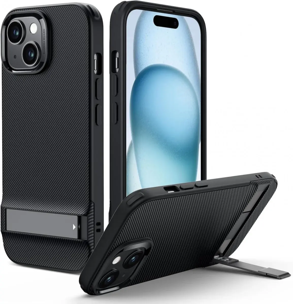 ESR Air Shield Boost Apple iPhone 15 Plus Hoesje Kickstand Zwart afbeelding 1
