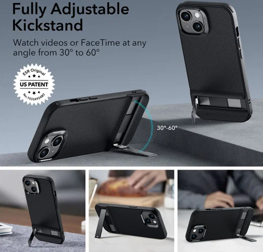 ESR Air Shield Boost Apple iPhone 15 Plus Hoesje Kickstand Zwart afbeelding 2