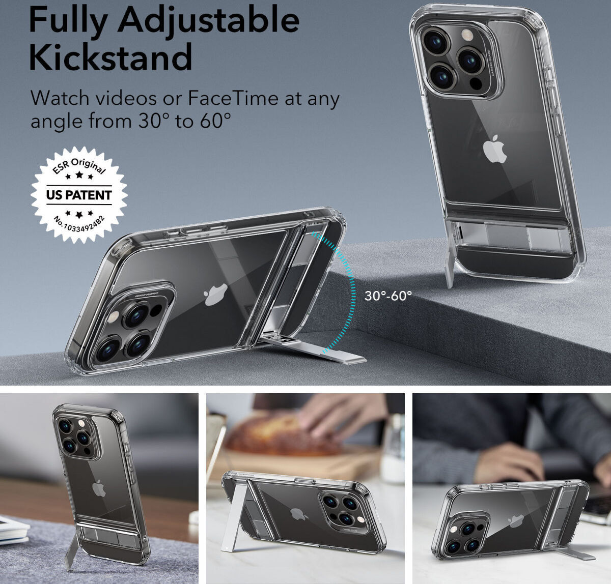 ESR Air Shield Boost iPhone 15 Pro Max Hoesje Kickstand Transparant afbeelding 2