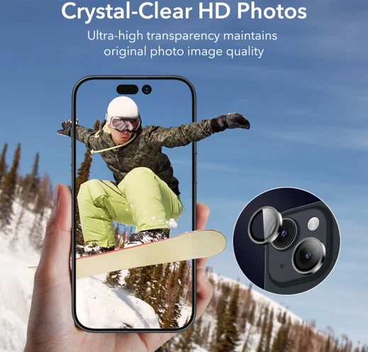ESR Apple iPhone 15 / 15 Plus Camera Lens Protector Glas Zwart afbeelding 8