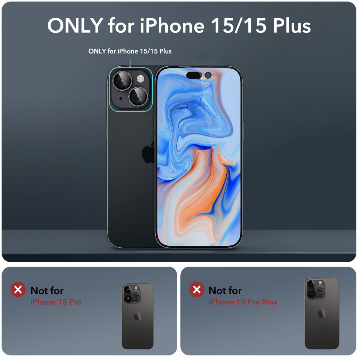 ESR Apple iPhone 15 / 15 Plus Camera Lens Protector Glas Zwart afbeelding 9