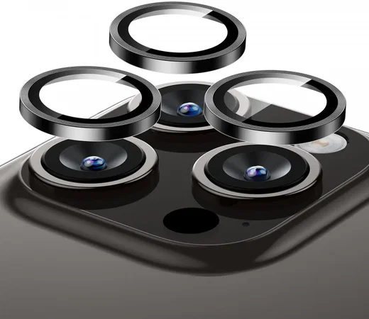 ESR Armorite Apple iPhone 15 Pro / 15 Pro Max Camera Lens Protector Zwart afbeelding 6