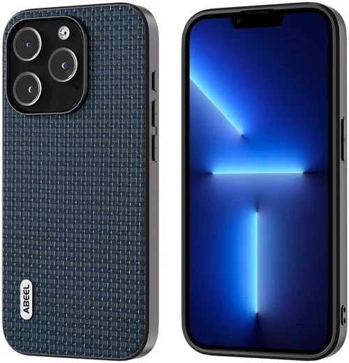 ABEEL Luxe Apple iPhone 13 Pro Hoesje Back Cover Leer Blauw afbeelding 1