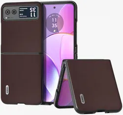 ABEEL Nappa Motorola Razr 40 Hoesje Leer Back Cover Coffee afbeelding