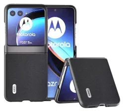 ABEEL Nappa Motorola Razr 40 Ultra Hoesje Leer Back Cover Zwart afbeelding