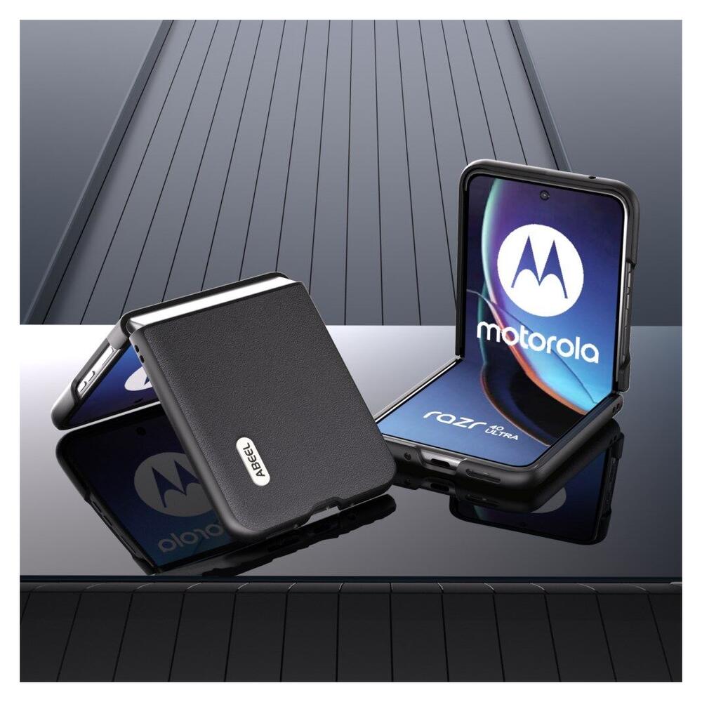 ABEEL Nappa Motorola Razr 40 Ultra Hoesje Leer Back Cover Zwart afbeelding 2