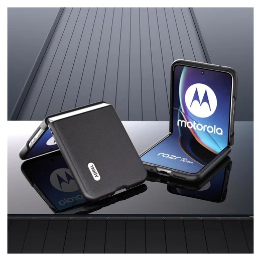 ABEEL Nappa Motorola Razr 40 Ultra Hoesje Leer Back Cover Zwart afbeelding 2