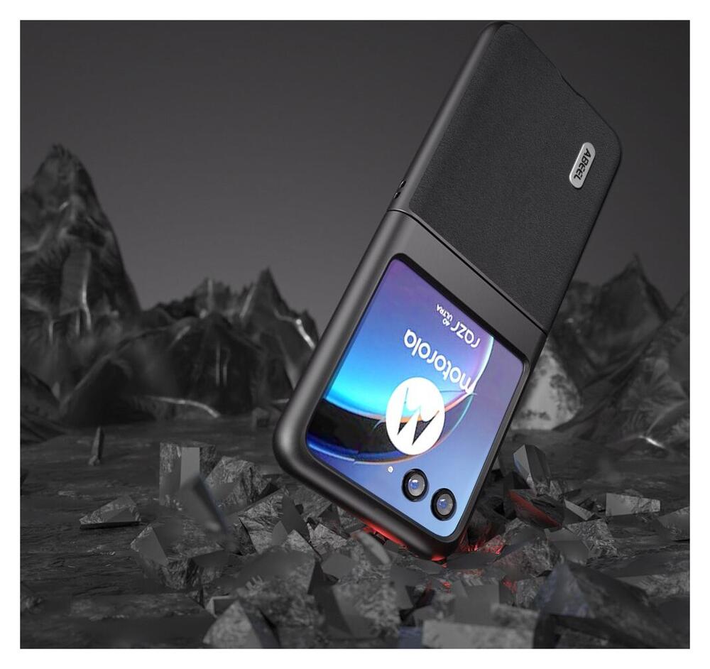 ABEEL Nappa Motorola Razr 40 Ultra Hoesje Leer Back Cover Zwart afbeelding 3