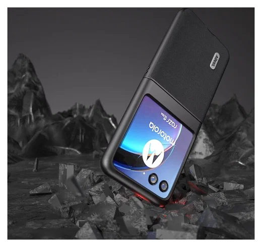 ABEEL Nappa Motorola Razr 40 Ultra Hoesje Leer Back Cover Zwart afbeelding 3