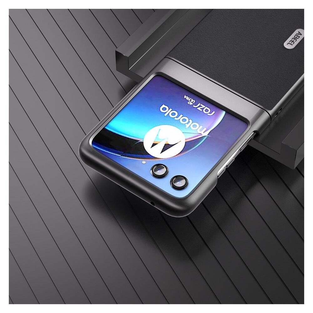 ABEEL Nappa Motorola Razr 40 Ultra Hoesje Leer Back Cover Zwart afbeelding 4