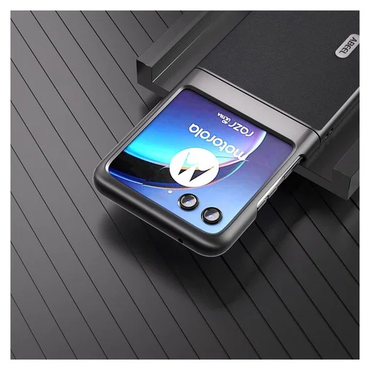 ABEEL Nappa Motorola Razr 40 Ultra Hoesje Leer Back Cover Zwart afbeelding 4