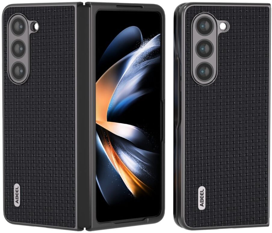 ABEEL Leren Samsung Galaxy Z Fold 5 Hoesje Leer Zwart afbeelding 1