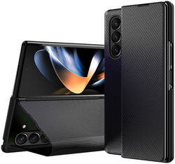 Samsung Galaxy Z Fold 5 Hoesje Kevlar Book Case Kunstleer Zwart afbeelding