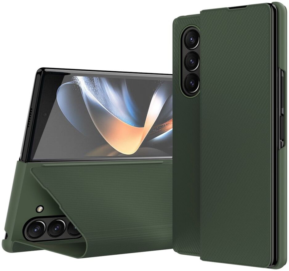 Samsung Galaxy Z Fold 5 Hoesje Kevlar Book Case Kunstleer Groen afbeelding 1