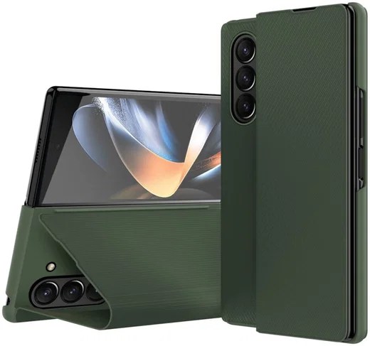 Samsung Galaxy Z Fold 5 Hoesje Kevlar Book Case Kunstleer Groen afbeelding 1