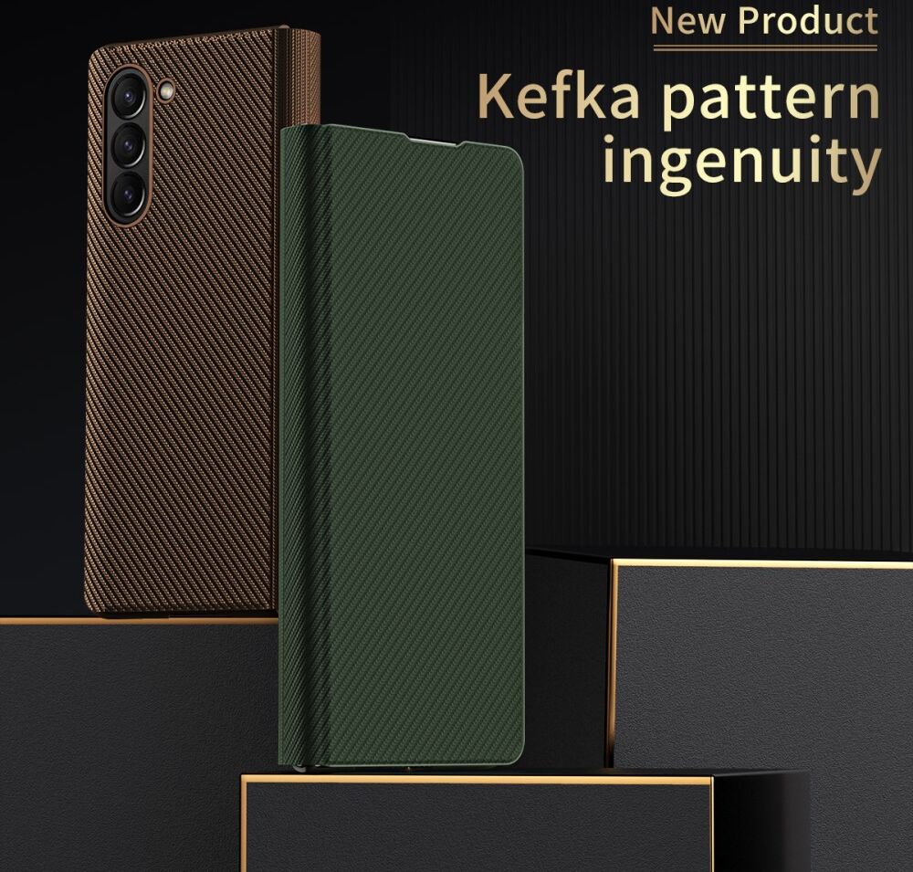 Samsung Galaxy Z Fold 5 Hoesje Kevlar Book Case Kunstleer Groen afbeelding 3