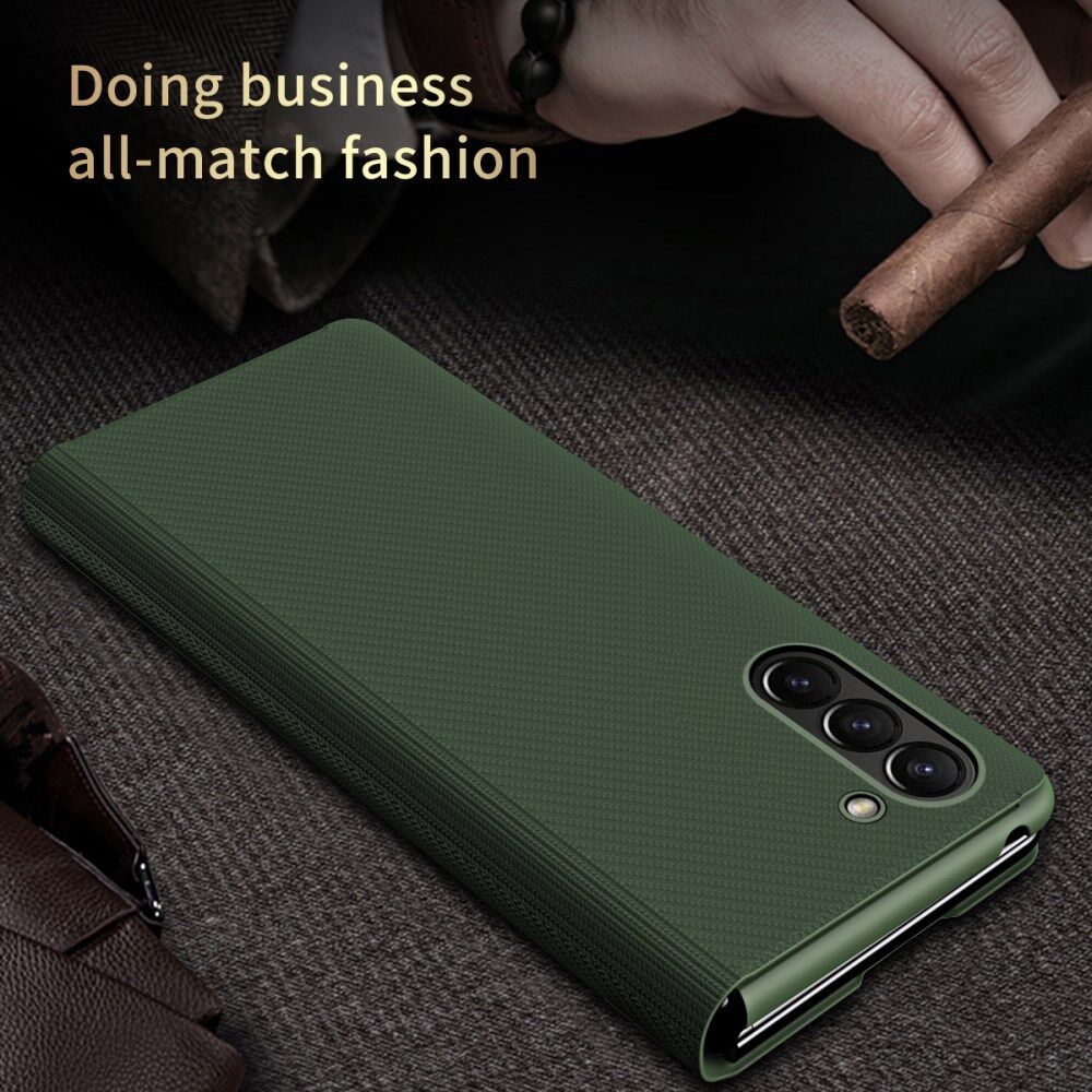 Samsung Galaxy Z Fold 5 Hoesje Kevlar Book Case Kunstleer Groen afbeelding 5