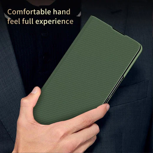 Samsung Galaxy Z Fold 5 Hoesje Kevlar Book Case Kunstleer Groen afbeelding 6