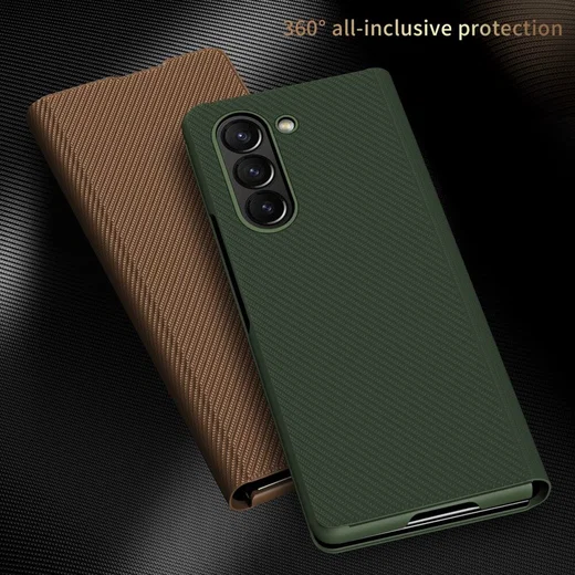Samsung Galaxy Z Fold 5 Hoesje Kevlar Book Case Kunstleer Groen afbeelding 7