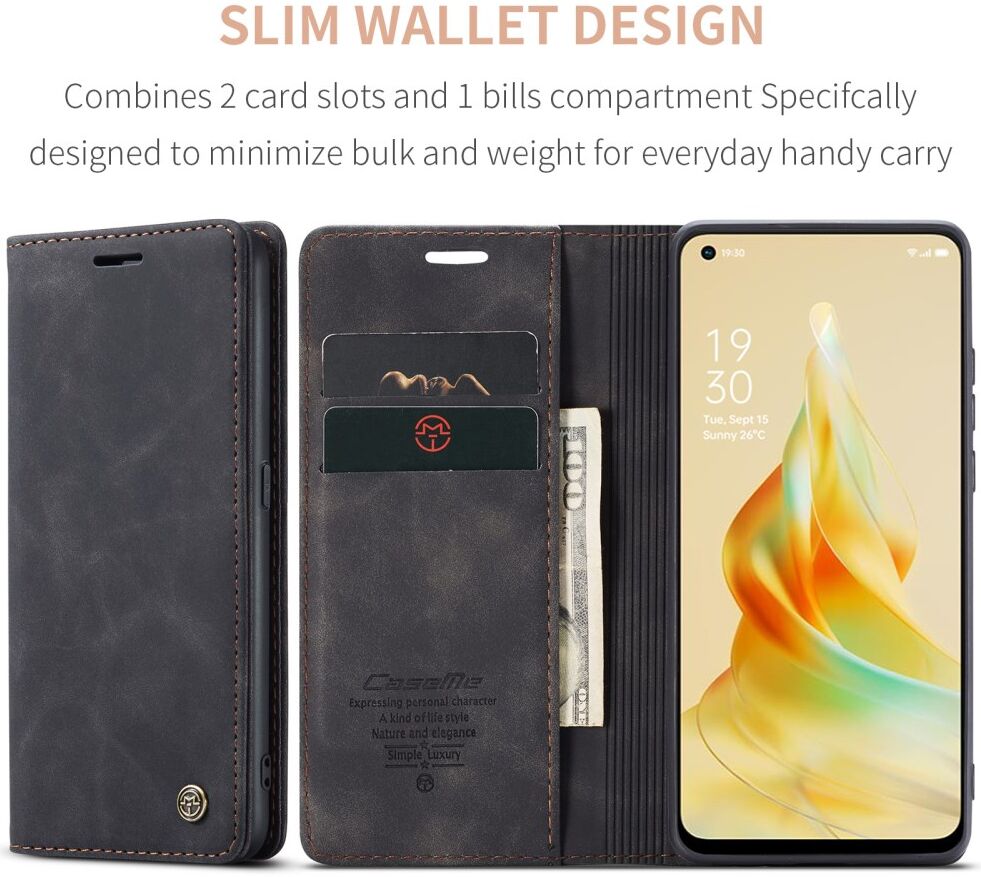 CaseMe 013 Oppo Reno 8T Hoesje Book Case met Standaard Zwart afbeelding 7