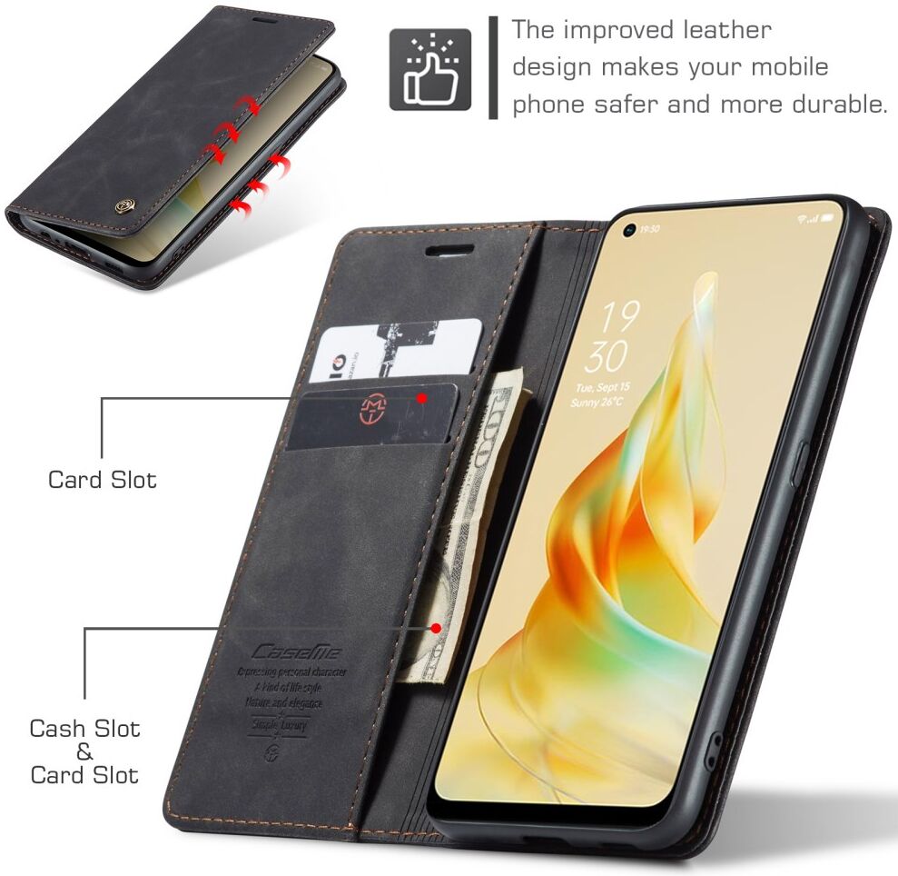 CaseMe 013 Oppo Reno 8T Hoesje Book Case met Standaard Zwart afbeelding 9