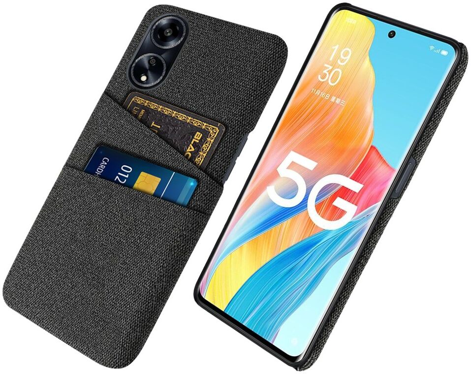 Oppo A98 Hoesje met Kaarthouder Back Cover Zwart afbeelding 1