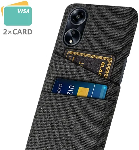 Oppo A98 Hoesje met Kaarthouder Back Cover Zwart afbeelding 2