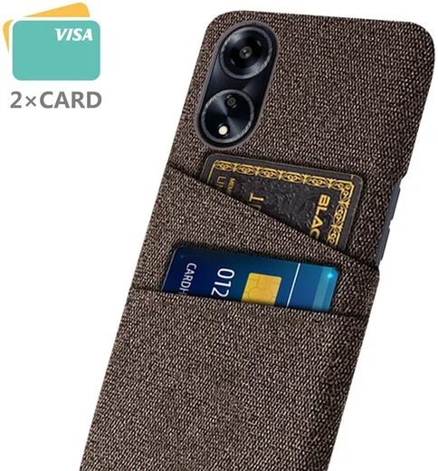 Oppo A98 Hoesje met Kaarthouder Back Cover Bruin afbeelding 2