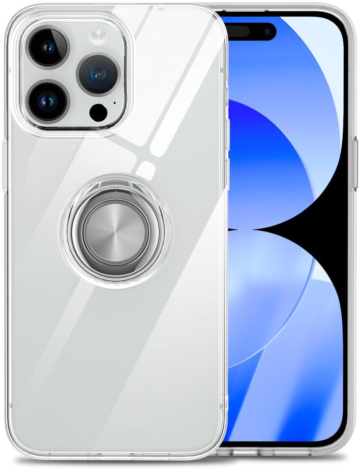 Apple iPhone 15 Pro Hoesje met Magnetische Kickstand Ring Transparant afbeelding 2