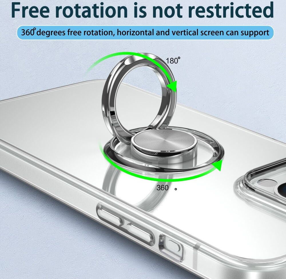 Apple iPhone 15 Pro Hoesje met Magnetische Kickstand Ring Transparant afbeelding 4