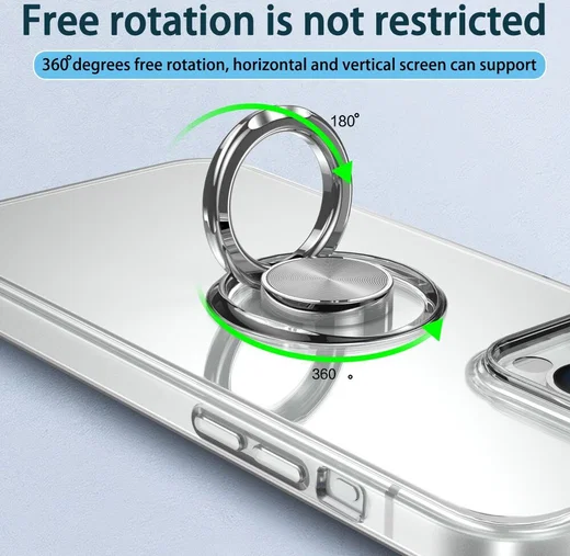 Apple iPhone 15 Pro Hoesje met Magnetische Kickstand Ring Transparant afbeelding 4