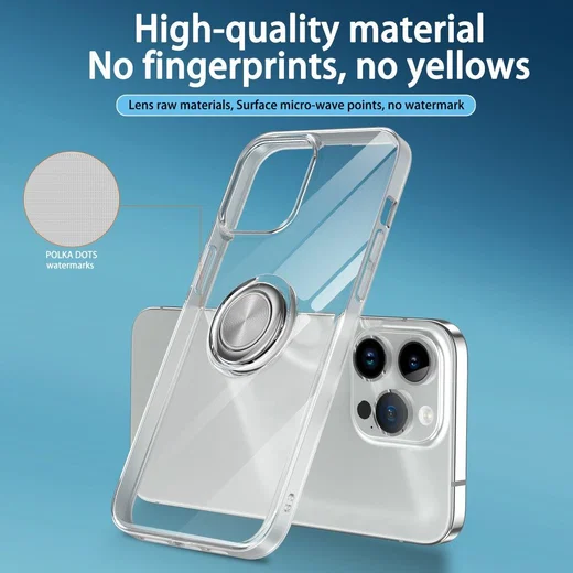 Apple iPhone 15 Pro Hoesje met Magnetische Kickstand Ring Transparant afbeelding 6