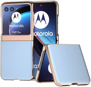 Motorola Razr 40 Ultra Hoesje Leer Back Cover Blauw