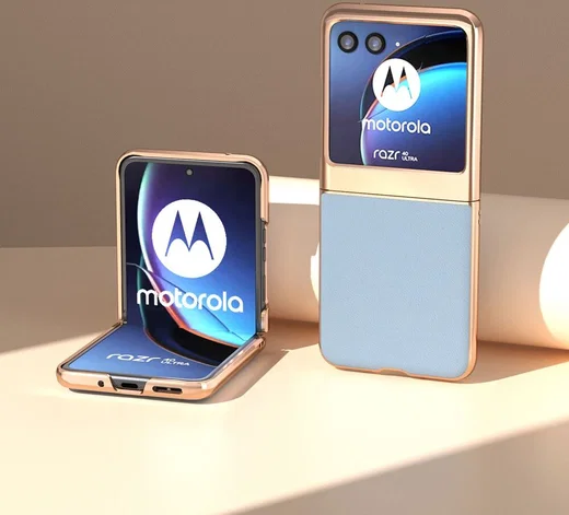 Motorola Razr 40 Ultra Hoesje Leer Back Cover Blauw afbeelding 2