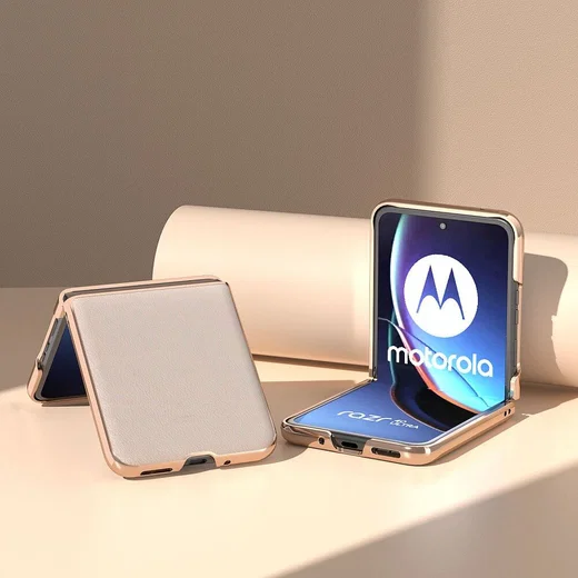 Motorola Razr 40 Ultra Hoesje Leer Back Cover Grijs afbeelding 3
