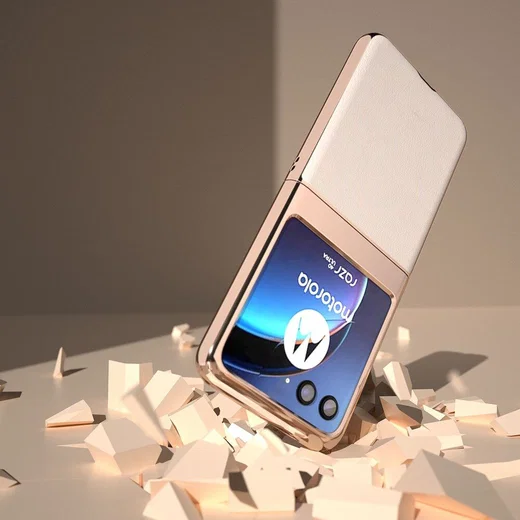 Motorola Razr 40 Ultra Hoesje Leer Back Cover Grijs afbeelding 5