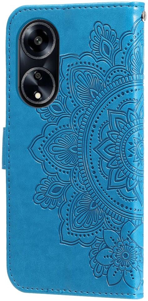 Oppo A98 Hoesje Wallet Flower Book Case Kunstleer Blauw afbeelding 10