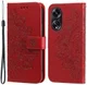 Oppo A98 Hoesje Wallet Flower Book Case Kunstleer Rood